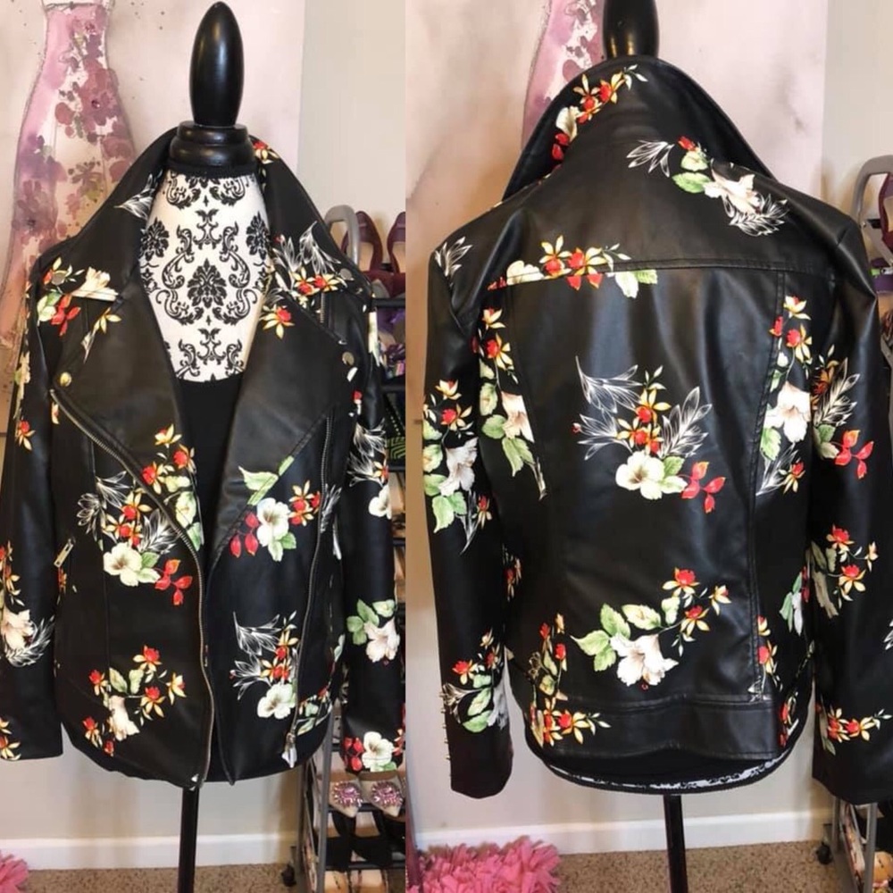 ShoeDazzle Floral Moto Jacket